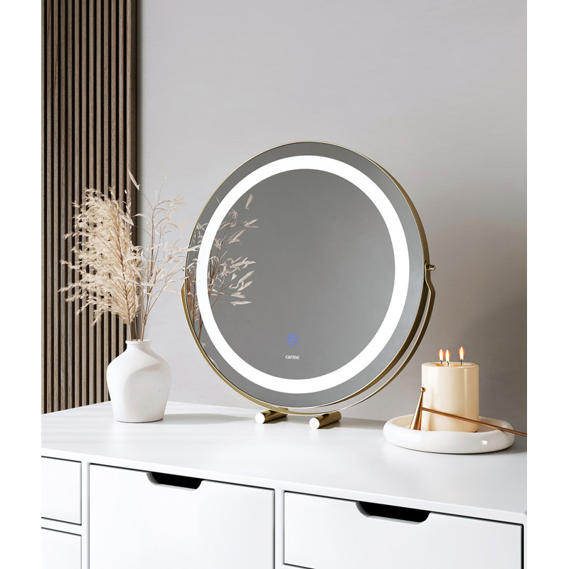 Zara Touch Sensor LED Light Mirror, Gold, 42.5 cm x 40 cm