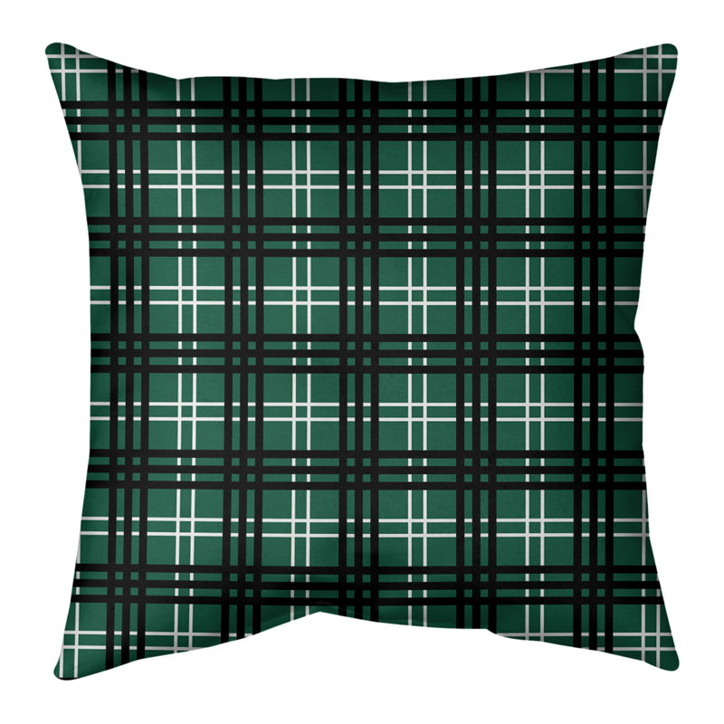 Housse de coussin carré et insert, 18" x 18", Vert Gotham / blanc / noir furtif, Polyester / bourre de polyester
