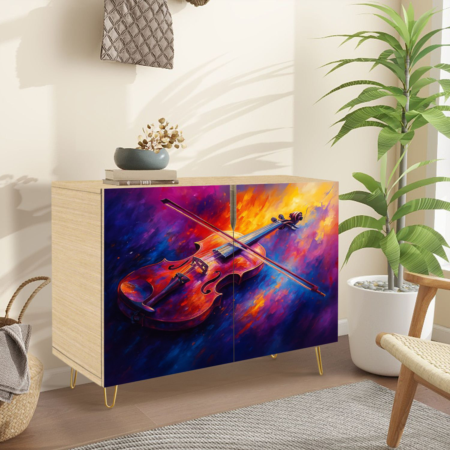 George Oliver Sideboard Buffet Cabinet with Storage Music Graffiti ...