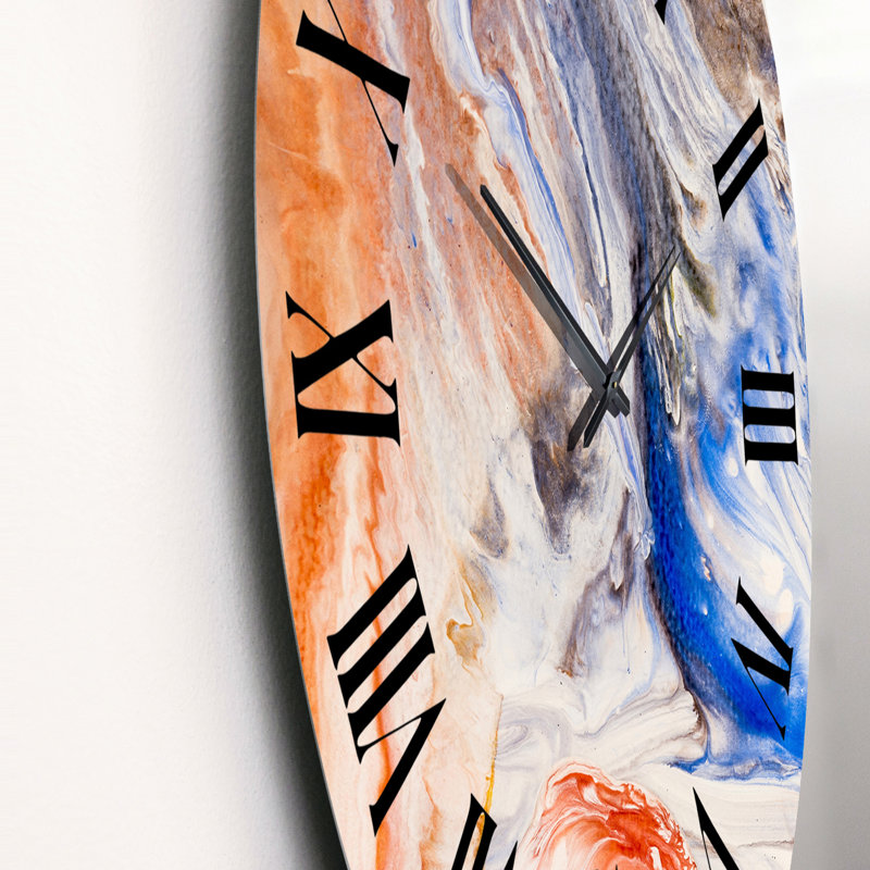 Horloge murale orange et bleue, Grand