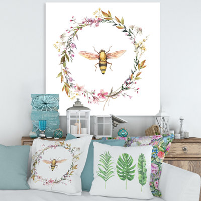 " Bee In Wildflowers Wreath "