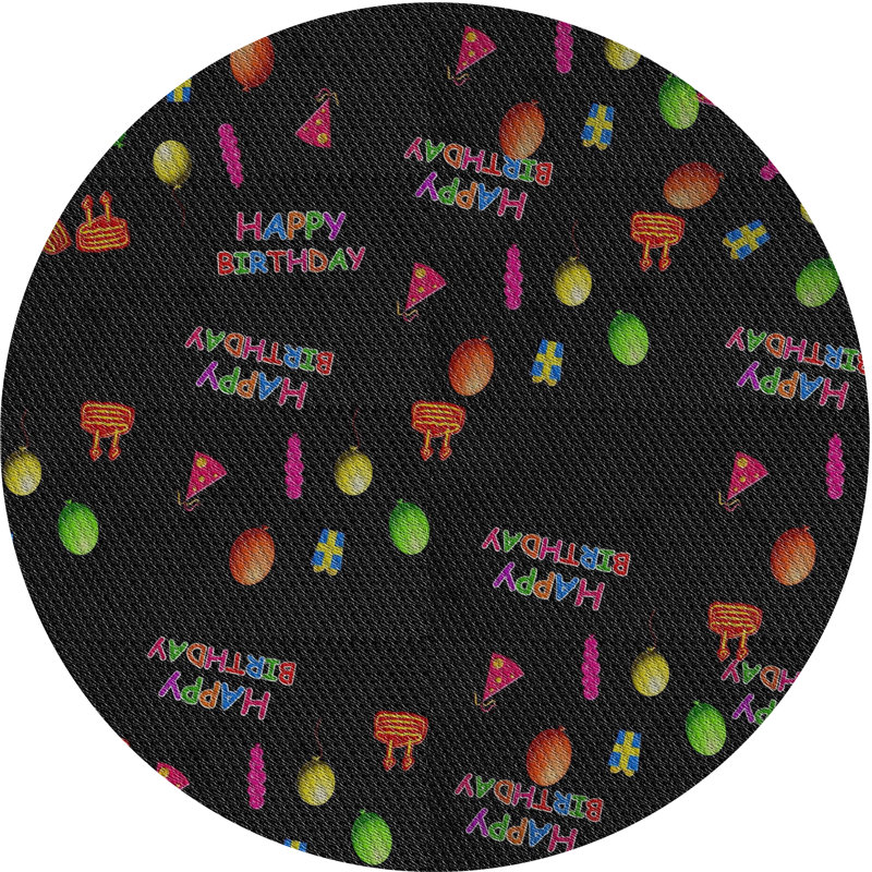 Tapis noir/vert à motifs, Rond 4 pi