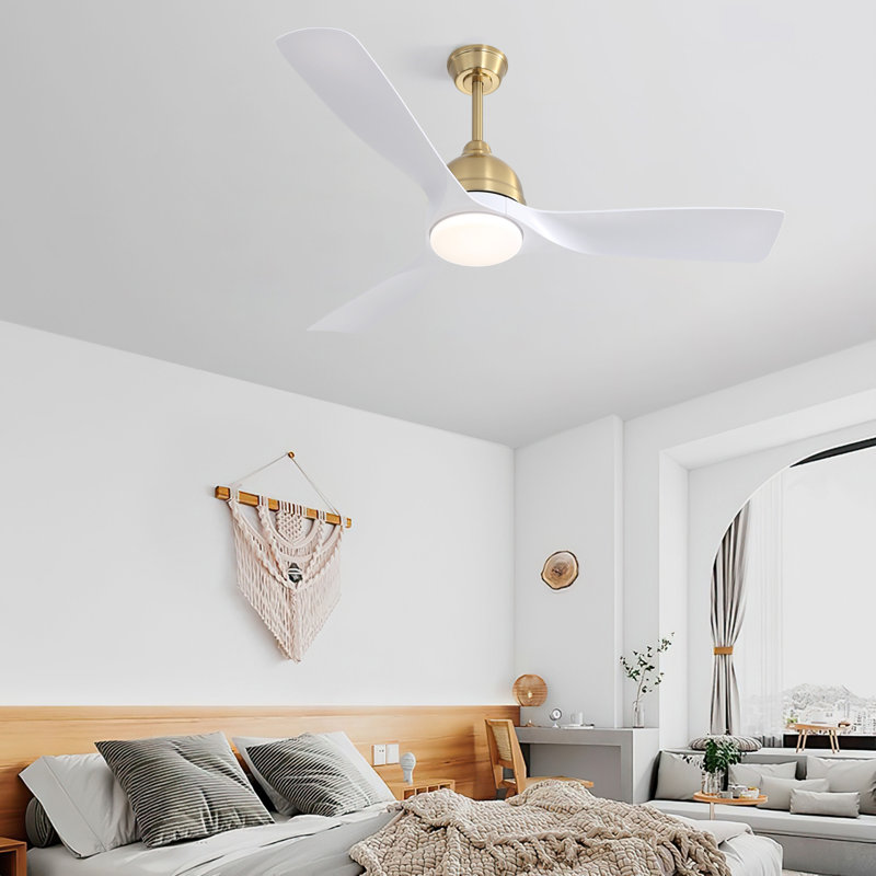 Ventilateur de plafond de 54 pouces à 6 vitesses à télécommande et à intensité variable pour le salon, Doré