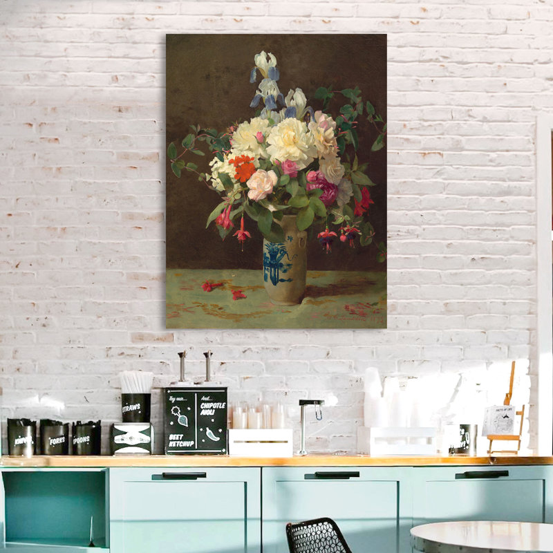 Vase Of Flowers by George Cochran Lambdin - Wrapped Canvas Print, 100cm H x 70cm W x 4cm D