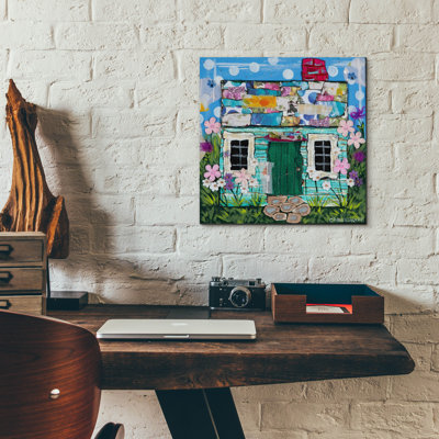 Art mural épique «The Turquoise Cottage» par Carrie Sharp, 12 po x 12 po