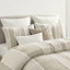 Ensemble d'édredon 3 pièces taupe double / grand - 100% coton, rayures alternées, rembourrage, garniture, maintien moderne, attrait lavable,