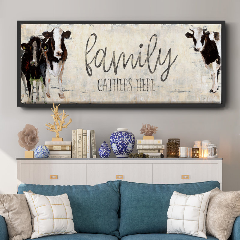 «Family Gather Here», toile encadrée, H 24 po x l 60 po