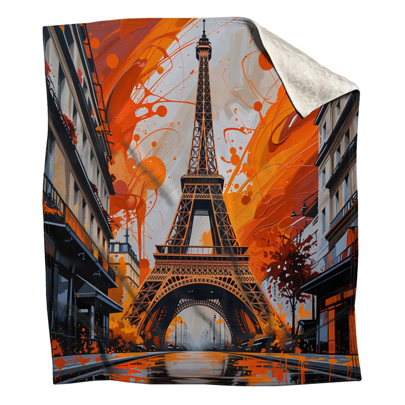 Eiffel Tower Fleece Throw Blanket - Architecture Throws for Sofas or Beds, 60in W x 80in H