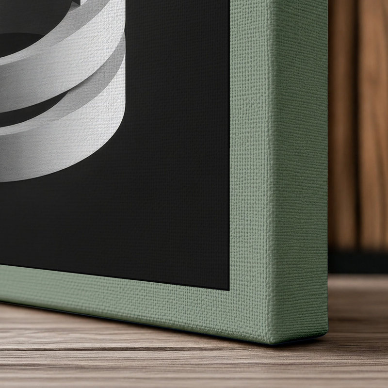 Stacked Metal Rings Industrial - Wrapped Canvas, 30x20 - 76.2 x 50.8 cm, Sage Border