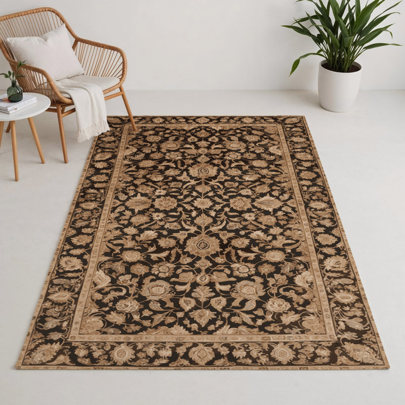Tapis d'intérieur et d'extérieur persan beige, Rectangulaire 3 pi x 5 pi