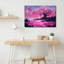 Ensemble de 1 tableau sur toile tendue représentant un paysage fantastique d'arbres en fleurs de cerisier roses-182743200