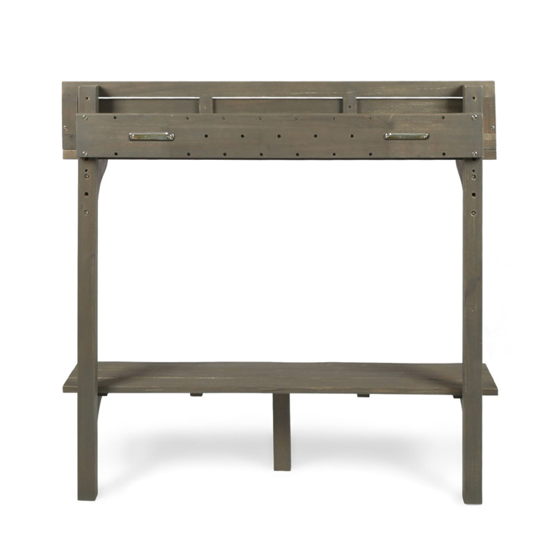 Table de bar d'extérieur en bois d'acacia, finition grise