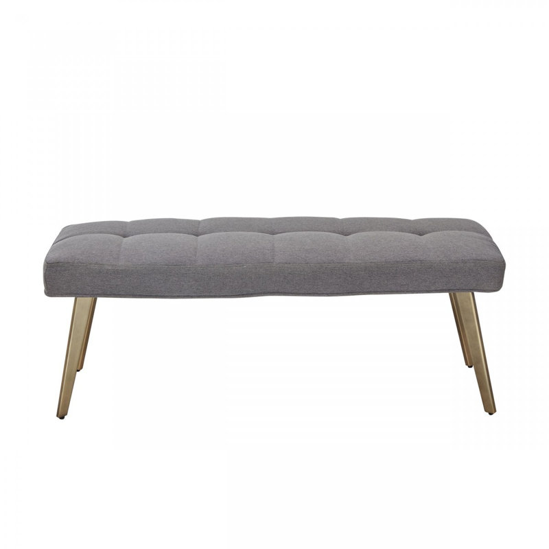 Banc de salle à manger rembourré en lin 47 po gris et or