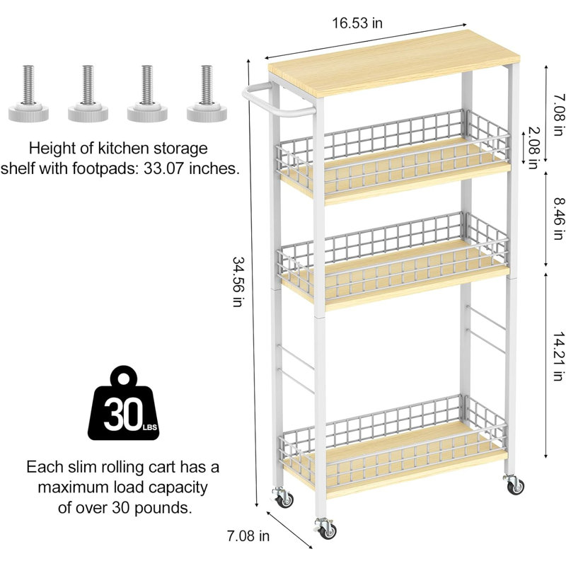 Meuble de rangement mince pour armoire de rangement étroite à 4 niveaux