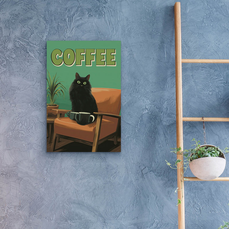 Art mural en verre épique «Too lot Coffee» par Rich Monet, 16 po x 24 po, H 24 po x l 16 po