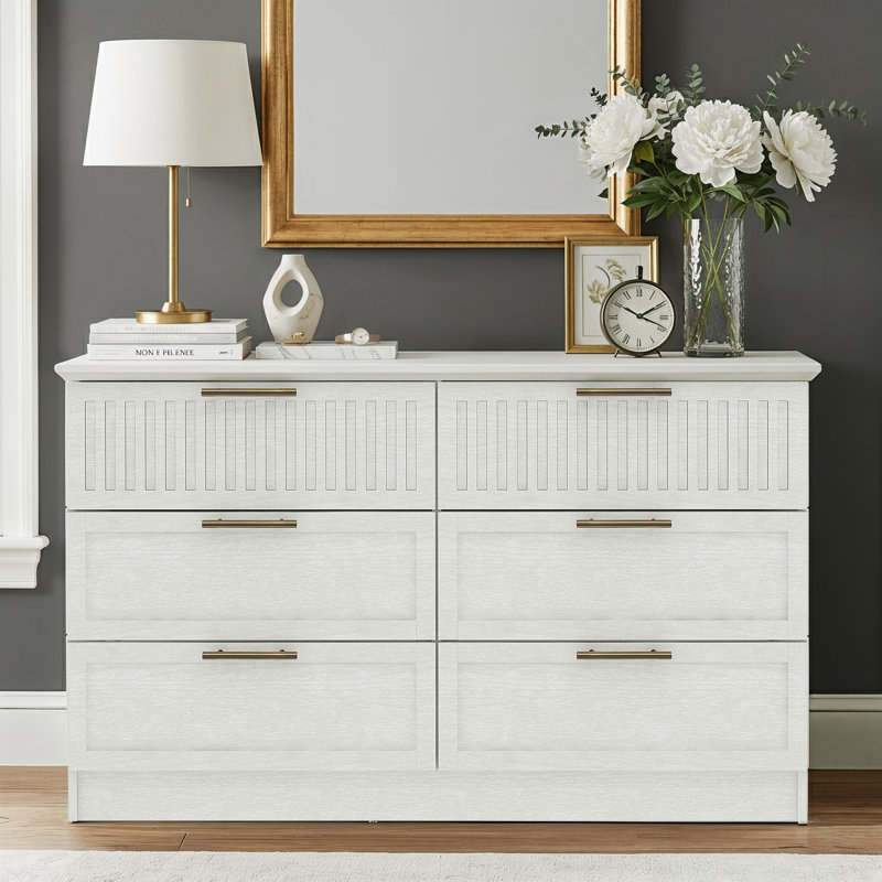 Gregory 6 Drawer Chest, Pearl White Oak