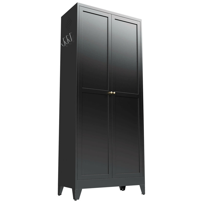 Armoire de cuisine 75 po en métal noir avec 5 tablettes réglables (capacité de 180 lb), armoire de cuisine autoportante avec tablettes réglables, vaisselle dans la cuisine, garde-manger, salle à manger