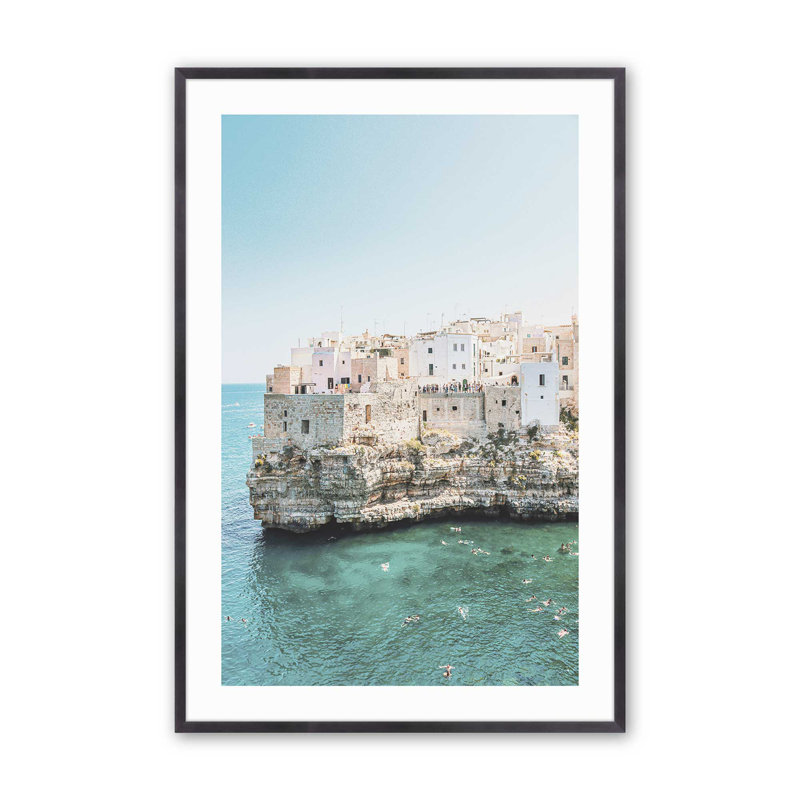 «Ocean's Edge I Print», dans un cadre en érable brut, Cadre simple en zinc patiné, H 17,25 po x l 13,25 po x P 1,25 po
