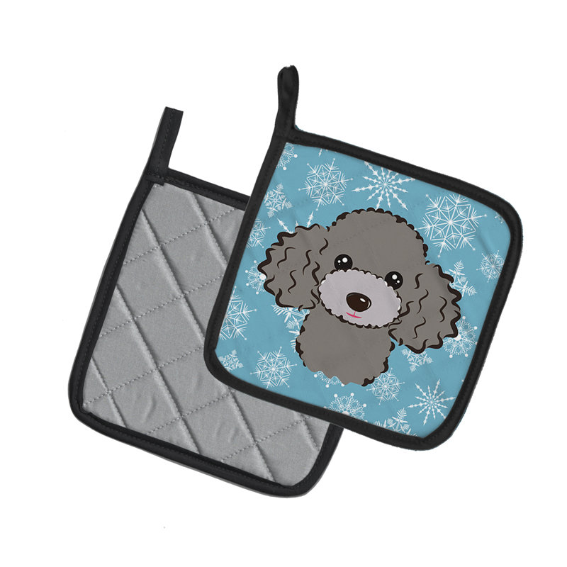 Cuisinier poignée flocon de neige de l’allée de fêtes Ashlynn, Bleu / Gris