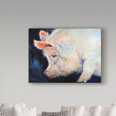 Duniya «My Pink Pig», reproduction de peinture acrylique sur toile tendue