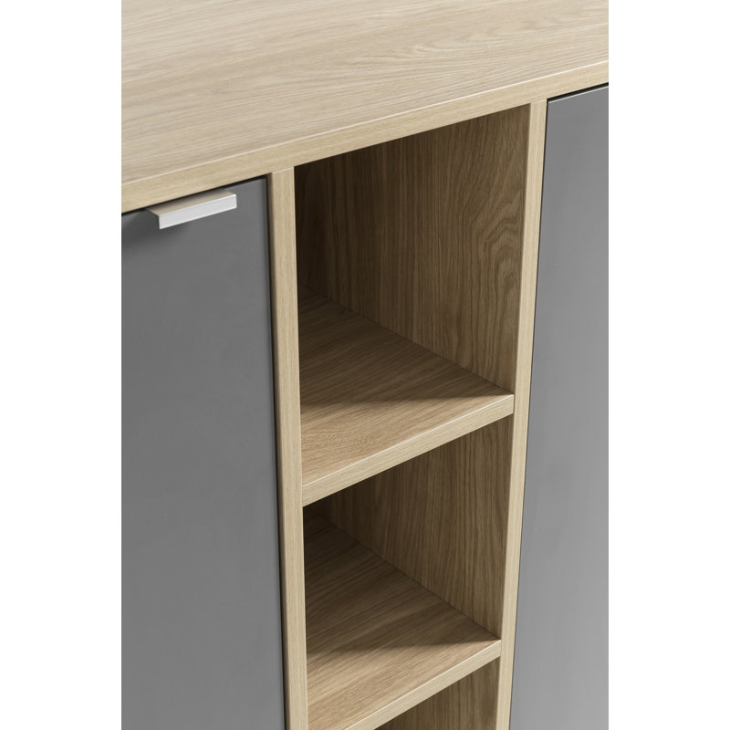 Lakecha 144.5 Cm Wide Sideboard, Grey/Natural