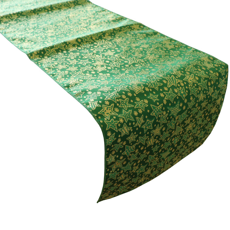 Chemin de table géométrique de Noël oretha, L 108 po x l 12 po, Vert
