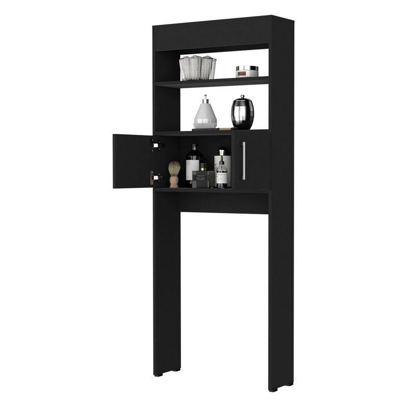 Armoire au-dessus de la toilette Valencia, deux tablettes, porte double, Noir