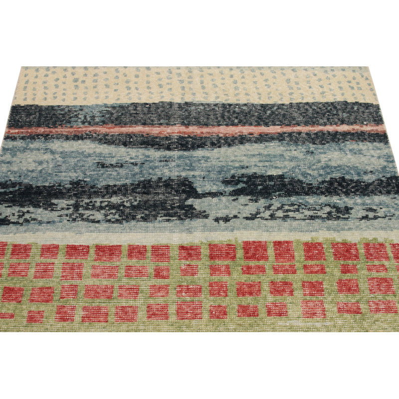 Distressed Homage Handmade Kilim Wool Abstract Area Rug, Runner 3' x 8'