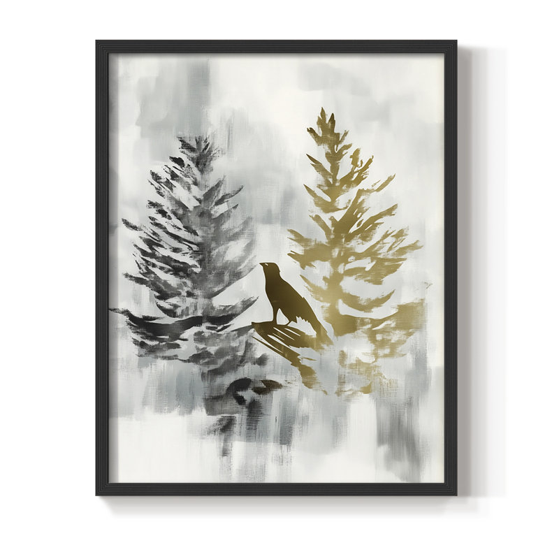 Reproduction encadrée - bois massif, Noir, noir, noir, noir, H 11 po x l 9 po