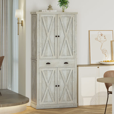 Garde-manger de 72,6 po de hauteur avec 4 tablettes réglables et armoire de rangement avec 4 portes Dundald pour la cuisine et le salon