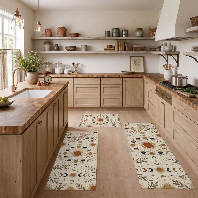 Botanical Sun Non-Slip Washable Kitchen Mats