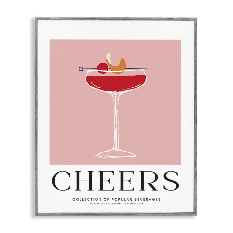 Giclée encadrée Minimal Cheers, Estampe numérique Farmhouse, H 14 po x l 11 po