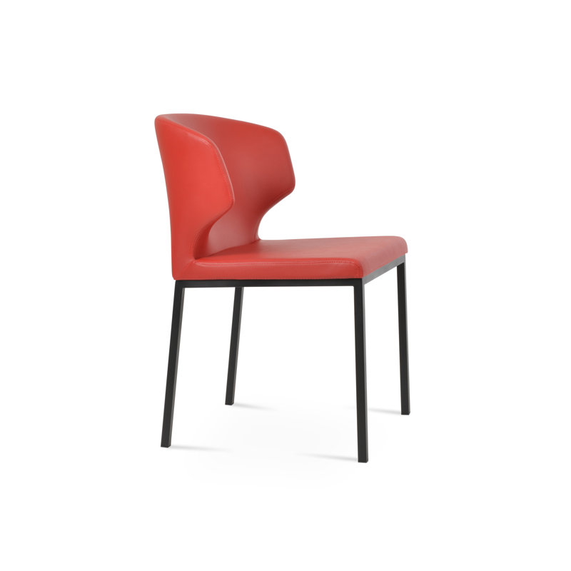 Amed Metal Wingback Upholstered Side Chair, Black, Blue