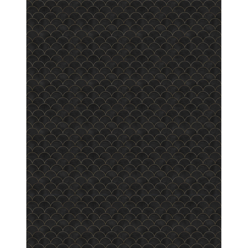 Sunderland Art Deco Scallop Wallpaper, Black