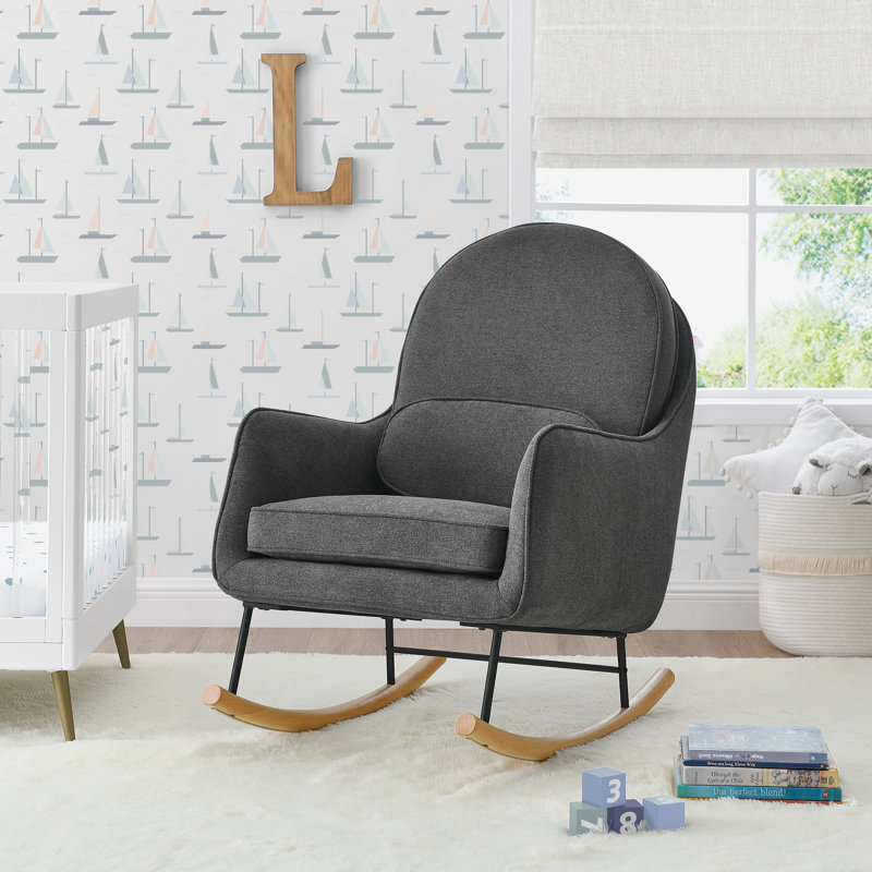 Delta Children Ella Rocker with LiveSmart Evolve Fabric, Stone Gray/Black