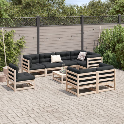  Patio Sofa Set Cream And Natural Wood Solid Pine Wood Large