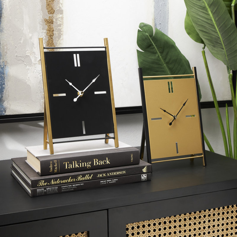 Metal Mechanical Tabletop Clock in Black