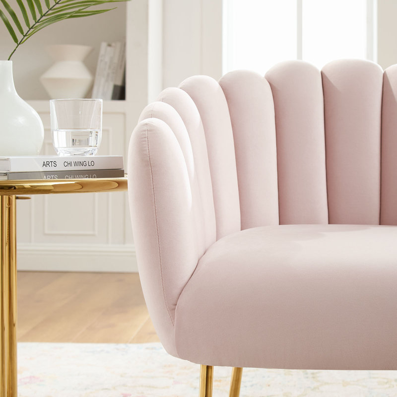 Fauteuil Sanna Channel, Velours rose