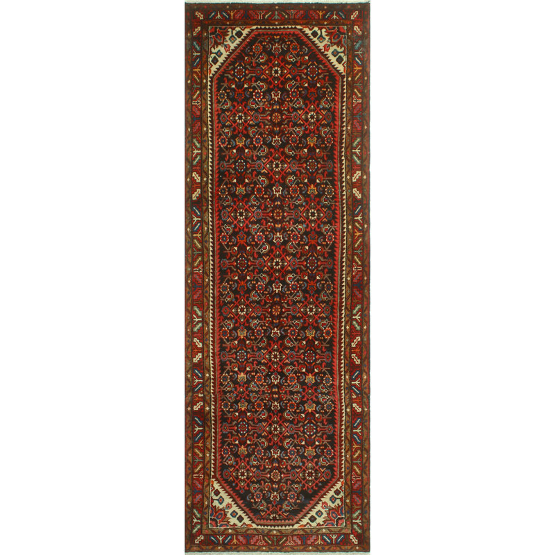 One-of-a-Kind 3'9" X 11'10" 1980s Runner Wool Area Rug in Charcoal