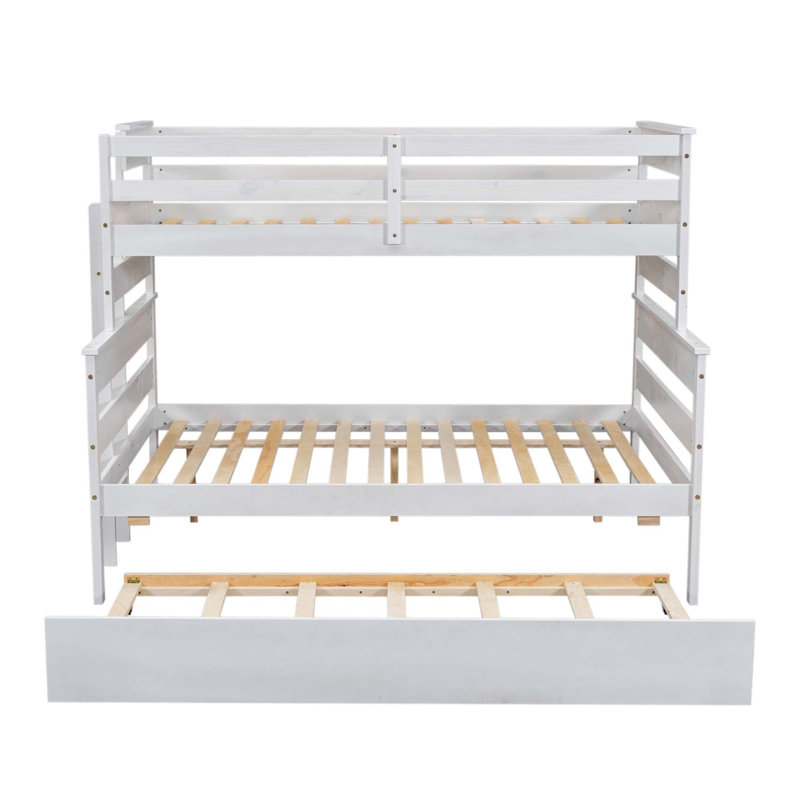 Lit simple superposé au dessus d'un lit double avec gigogne Jantel Kids, Blanc