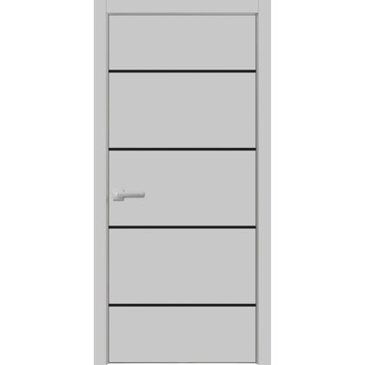 Porte intérieure moderne en bois pré-montée avec quincaillerie Planum 0015 Gris mat, cadre à panneau unique, portes robustes pour salle de bain et chambre à coucher - 42 po x 96 po