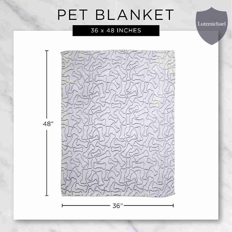Bone Print Black and Gray Reversible Pet Blanket