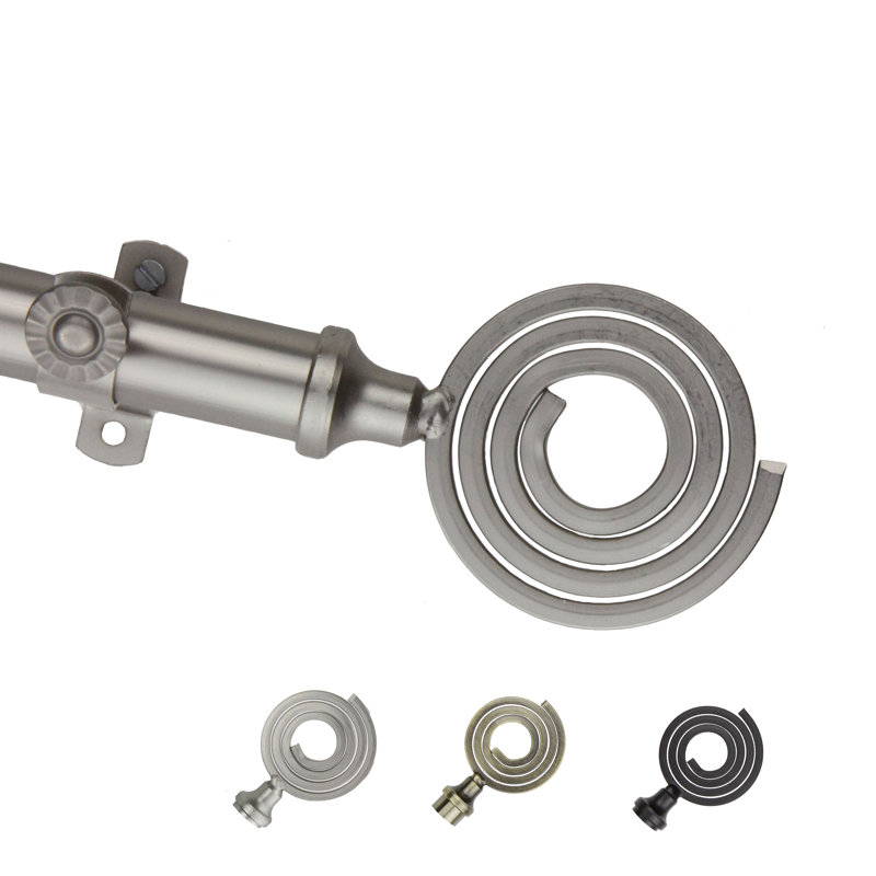 Tringle à rideaux simple Banda, l 120 po à 170 po, Nickel satiné