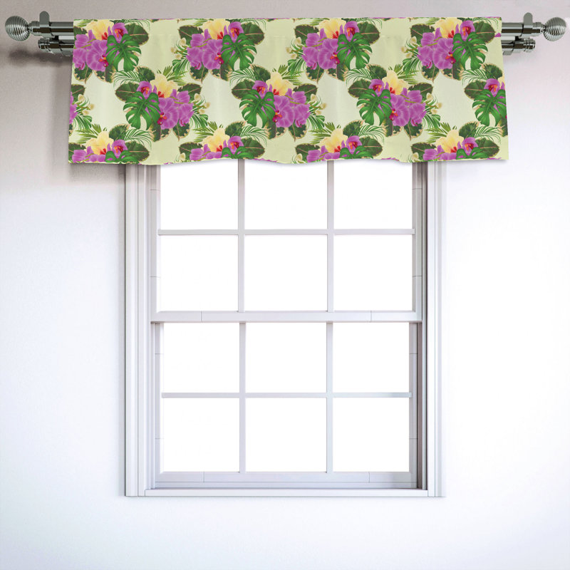 Sateen Floral Ruffled Window Valance