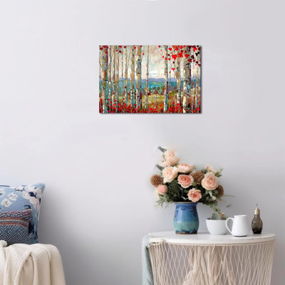 Abisali, forêt d'automne, peinture de paysage pour le salon, reproduction d'art sur toile, image de nature moderne pour le bureau de la chambre à coucher, 12 po x 16 po