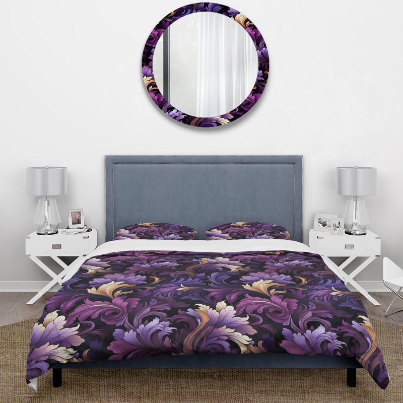 Ensemble de housse de couette Deep Purple Royal Ragdolls, Housse de couette simple + 1 taie décorative stan