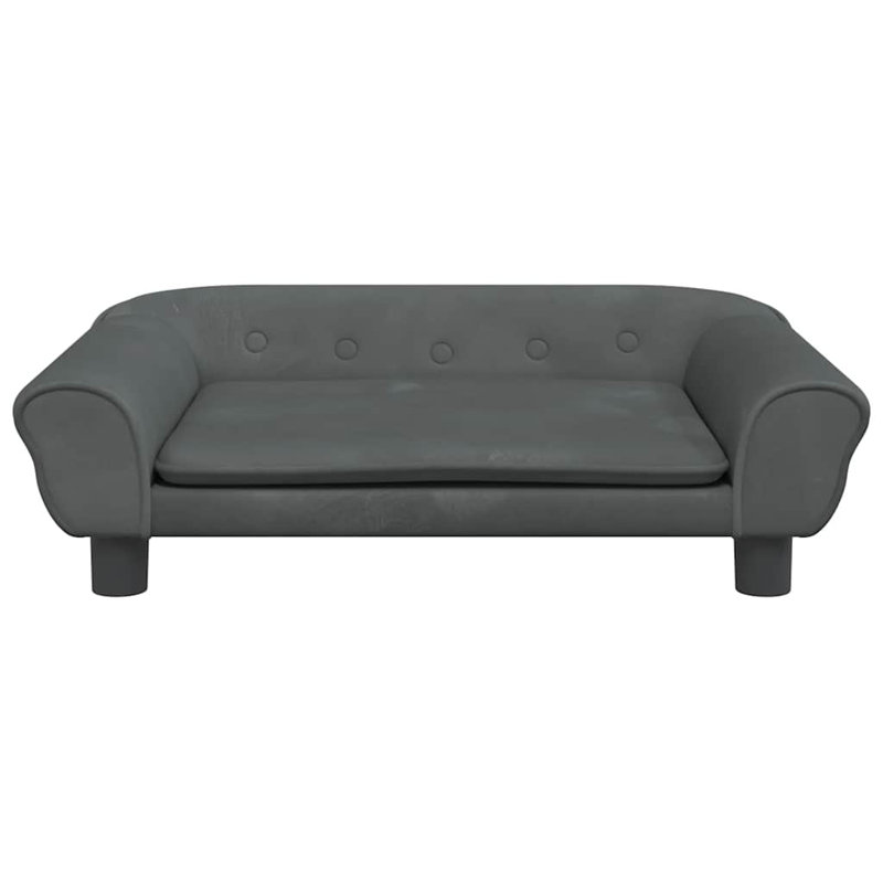 Lit pour chien en velours, H 8,7 po x l 27,6 po x P 18,9 po, Gris