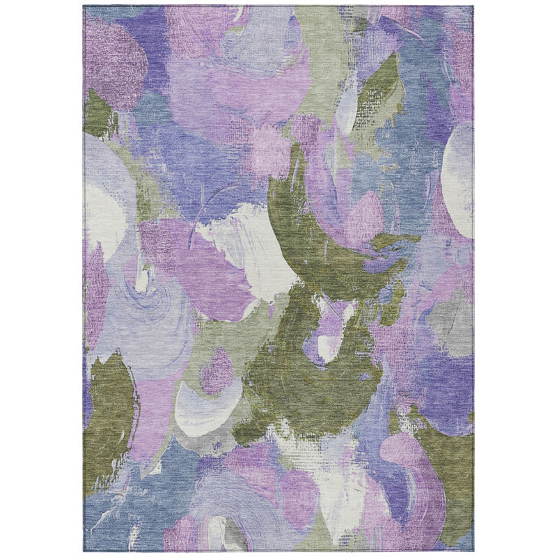 Tapis lavande lavable à la machine intérieur / extérieur Xhevrie, Rectangle 8' x 10'