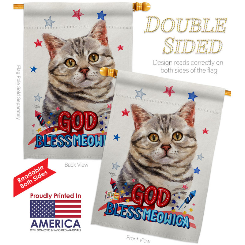 Drapeau de maison 40 po x 28 po Patriotic American Cat