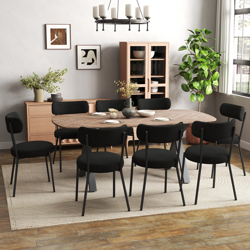 Ensemble de salle à manger à piédestal 71 po pour 6-8, 9, Black